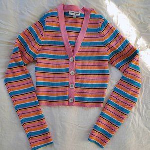 Opening Ceremony Ribbed Knit Cropped Cardigan Top Sz Large